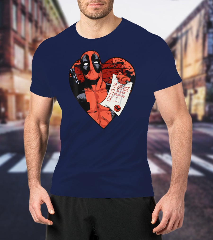 Marvel Deadpool Be Your Valentine To Do List Heart T-Shirt