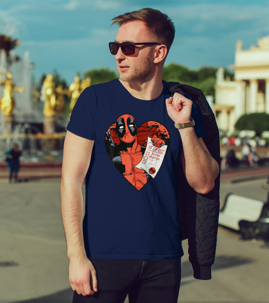 Marvel Deadpool Be Your Valentine To Do List Heart T-Shirt