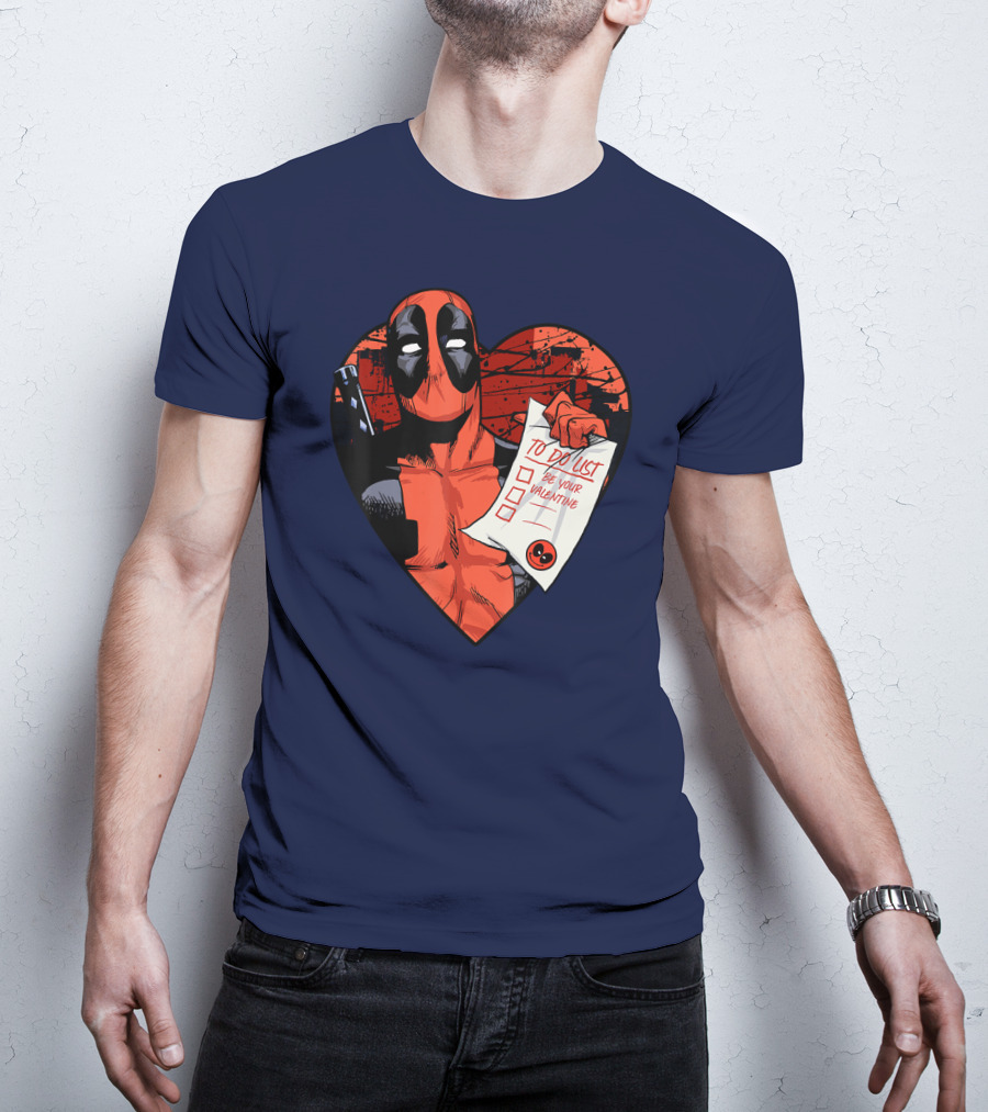 Marvel Deadpool Be Your Valentine To Do List Heart T-Shirt