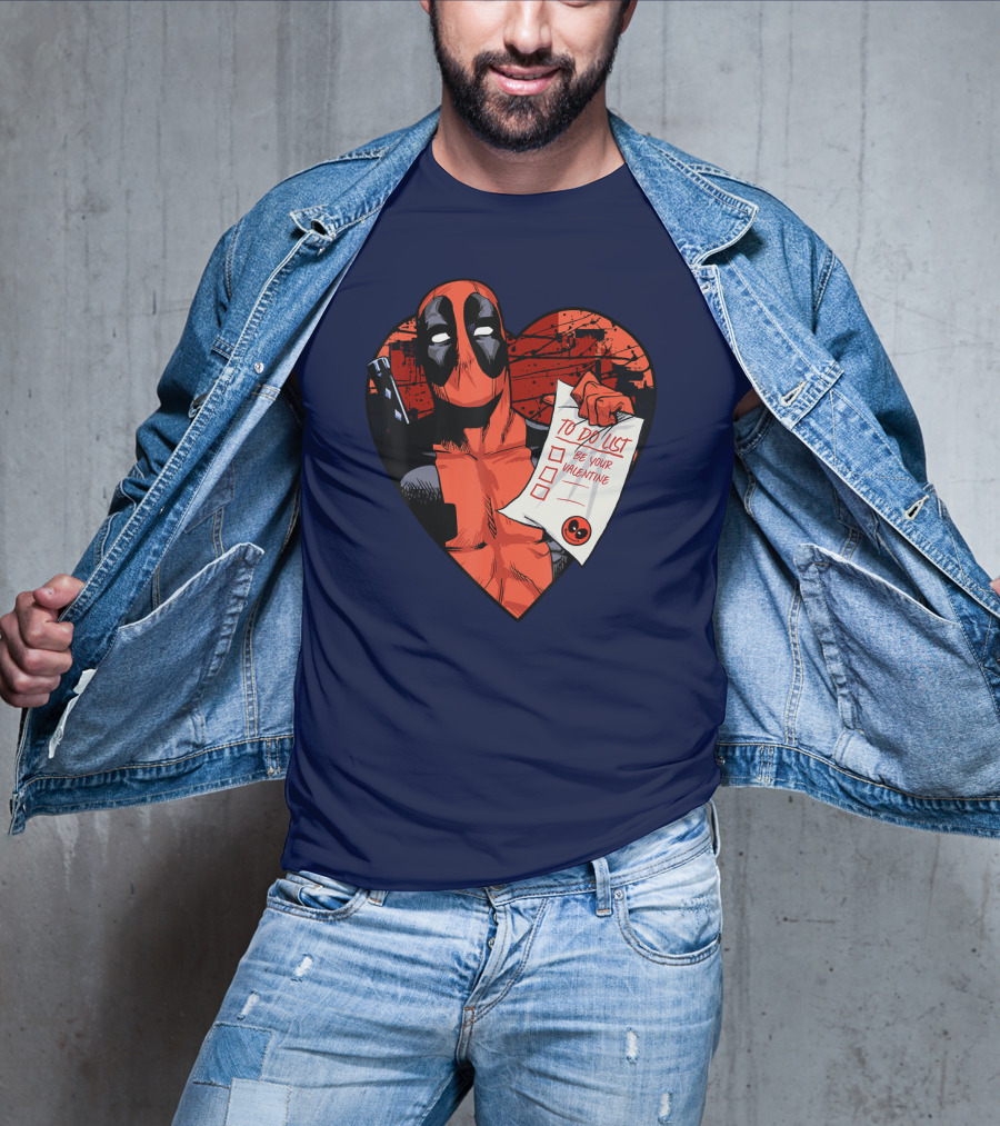 Marvel Deadpool Be Your Valentine To Do List Heart T-Shirt