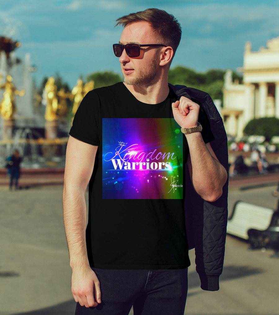 Kingdom Warriors With Crown And Signature In Vibrant Multicolor Light Burst T-Shirt