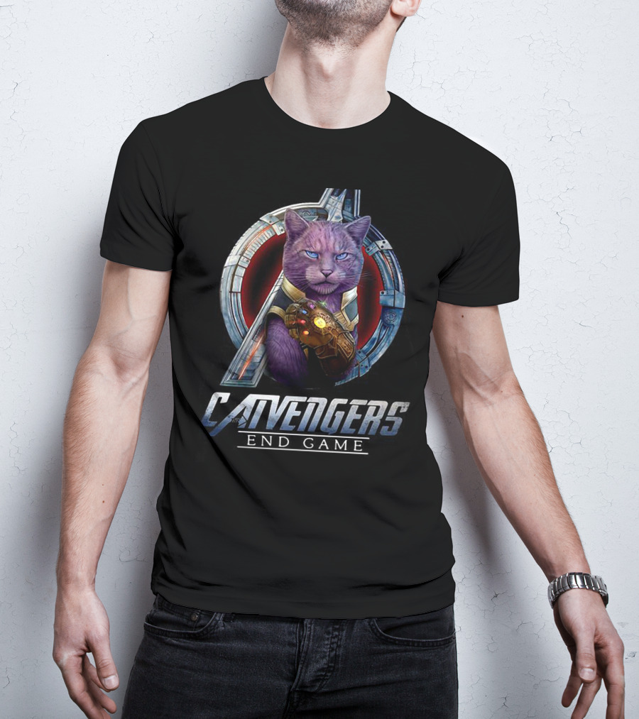 Catvengers End Game Infinity Gauntlet Purple Cat Avengers Iconic T-Shirt