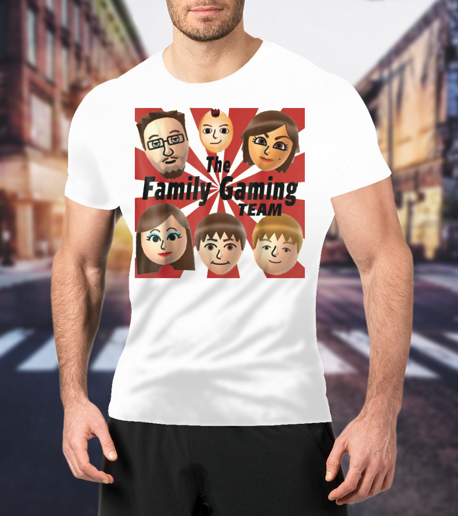Family Gaming Team Characters With Text Burst T-Shirt