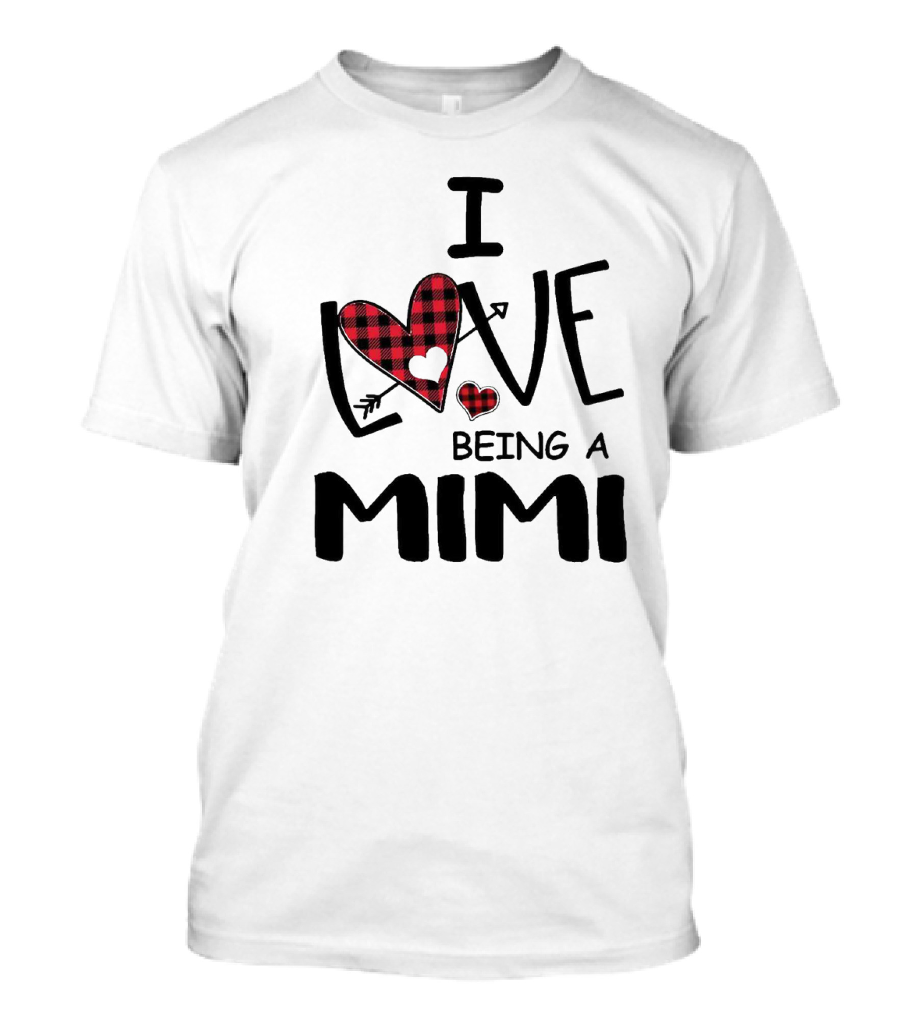 I Love Being A Mimi Heart Arrow Plaid T-Shirt