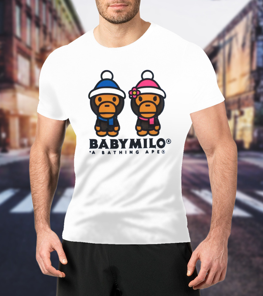 BABY MILO A BATHING APE Blue And Pink Winter Outfits T-Shirt