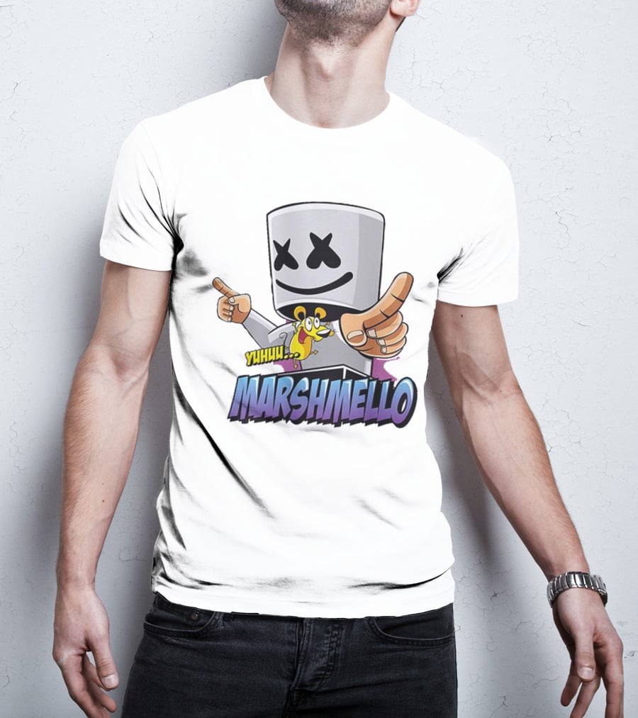 Marshmello Yuhuuu Cartoon Styled Short Sleeve T-Shirt