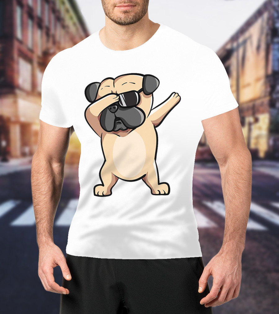 Cool Dabbing Pug With Sunglasses Cute Funny Dog Dab AZP T-Shirt