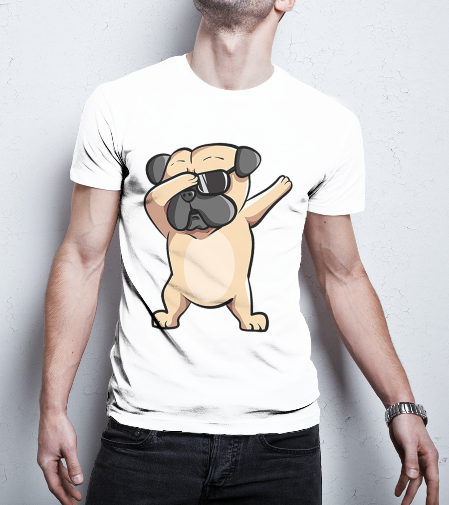 Cool Dabbing Pug With Sunglasses Cute Funny Dog Dab AZP T-Shirt