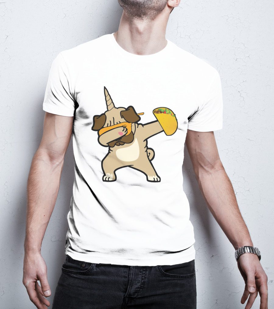 Dabbing Pugicorn With Taco Mexican Style Fun T-Shirt