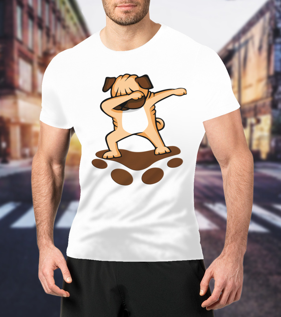 Dabbing Pug Dog With Paw Prints Funny Pug Owner T-Shirt