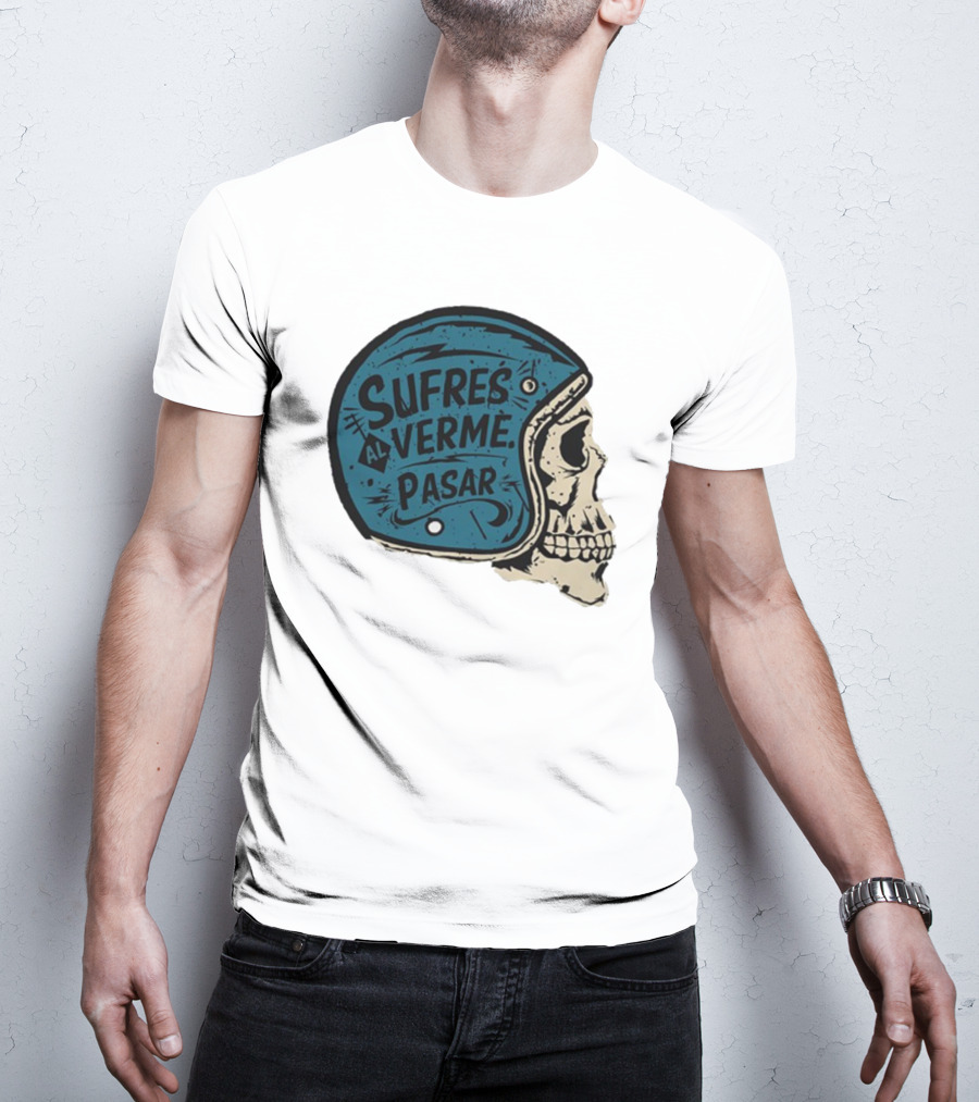 Sufres Al Verme Pasar Skull Helmet Cartoon Character T-Shirt