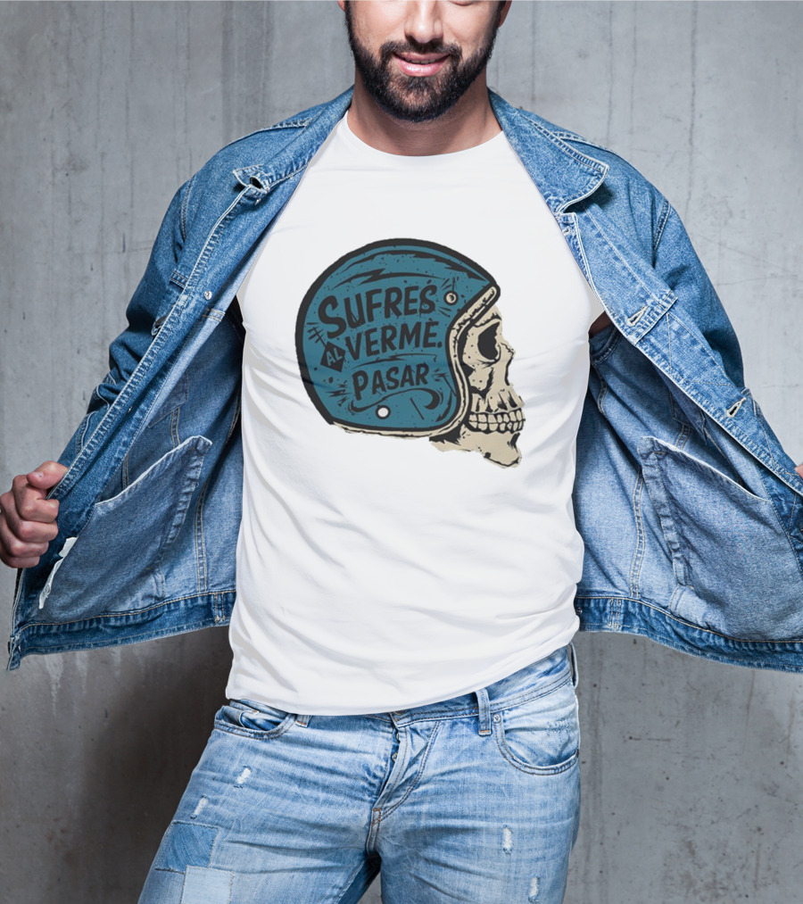 Sufres Al Verme Pasar Skull Helmet Cartoon Character T-Shirt
