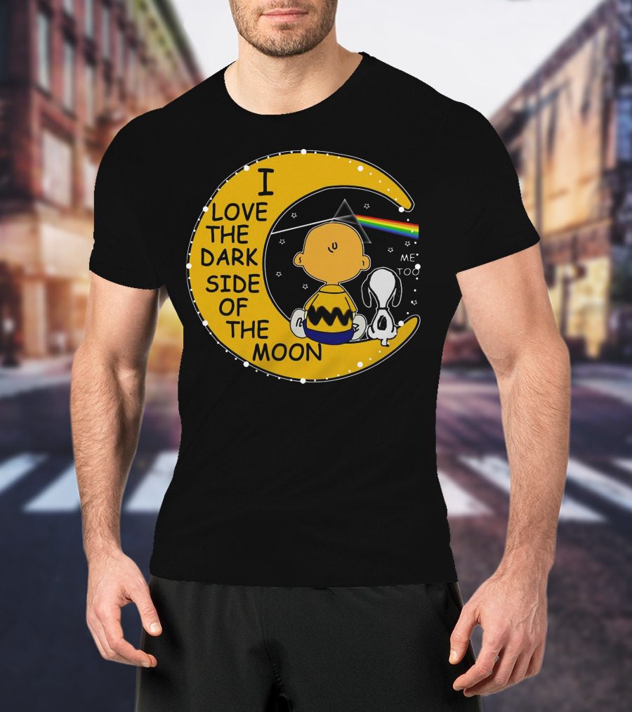 I Love The Dark Side Of The Moon Charlie Brown Snoopy Rainbow Prism Moon T-Shirt