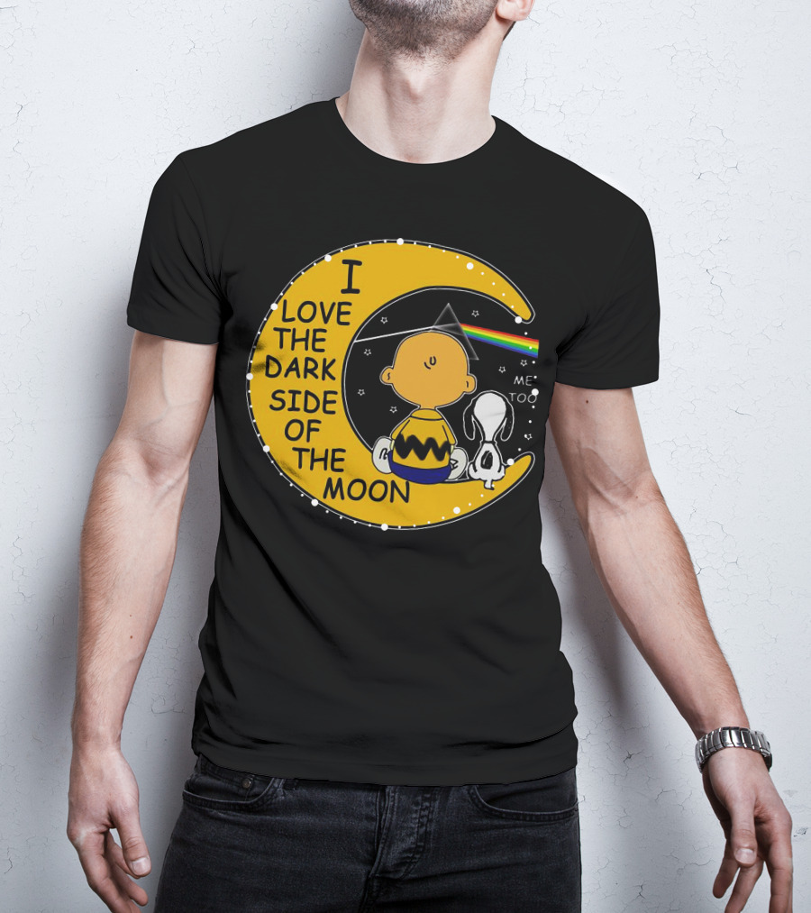 I Love The Dark Side Of The Moon Charlie Brown Snoopy Rainbow Prism Moon T-Shirt