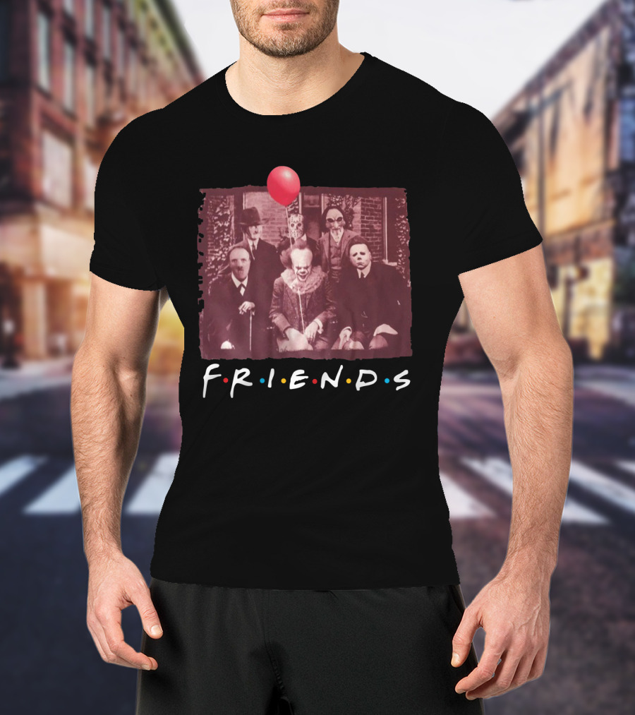 Pennywise Hannibal Lecter Michael Myers Freddy Krueger Jason Voorhees Billy Vintage Horror Friends Parody Balloon T-Shirt