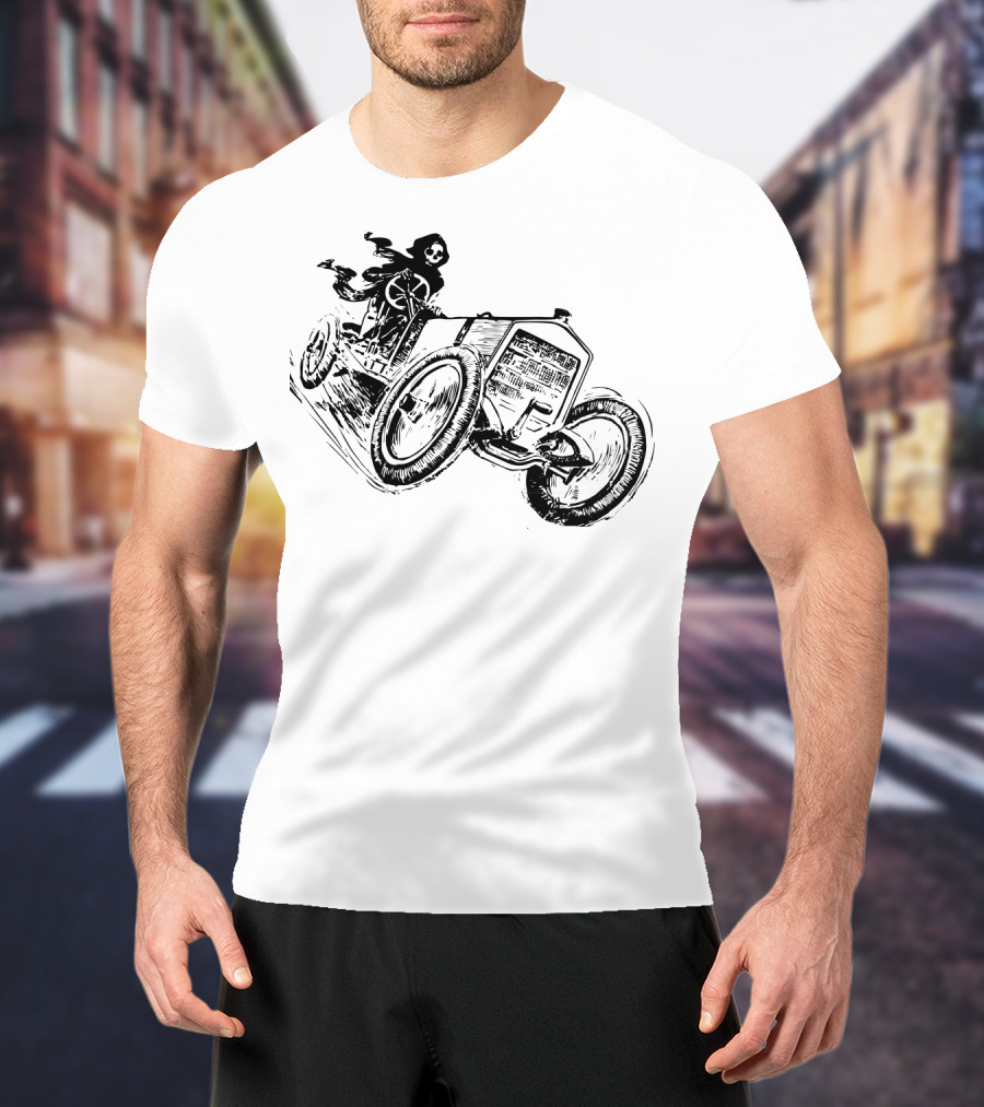 Vintage Death Racing Grim Reaper In High-Speed Race Car T-Shirt
