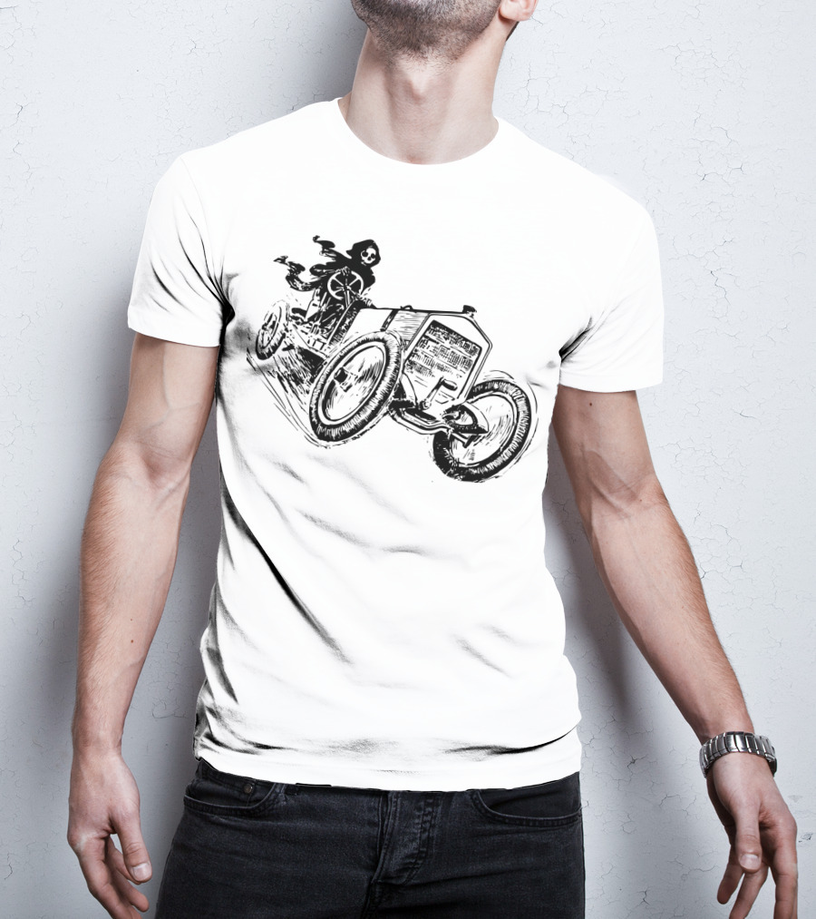 Vintage Death Racing Grim Reaper In High-Speed Race Car T-Shirt