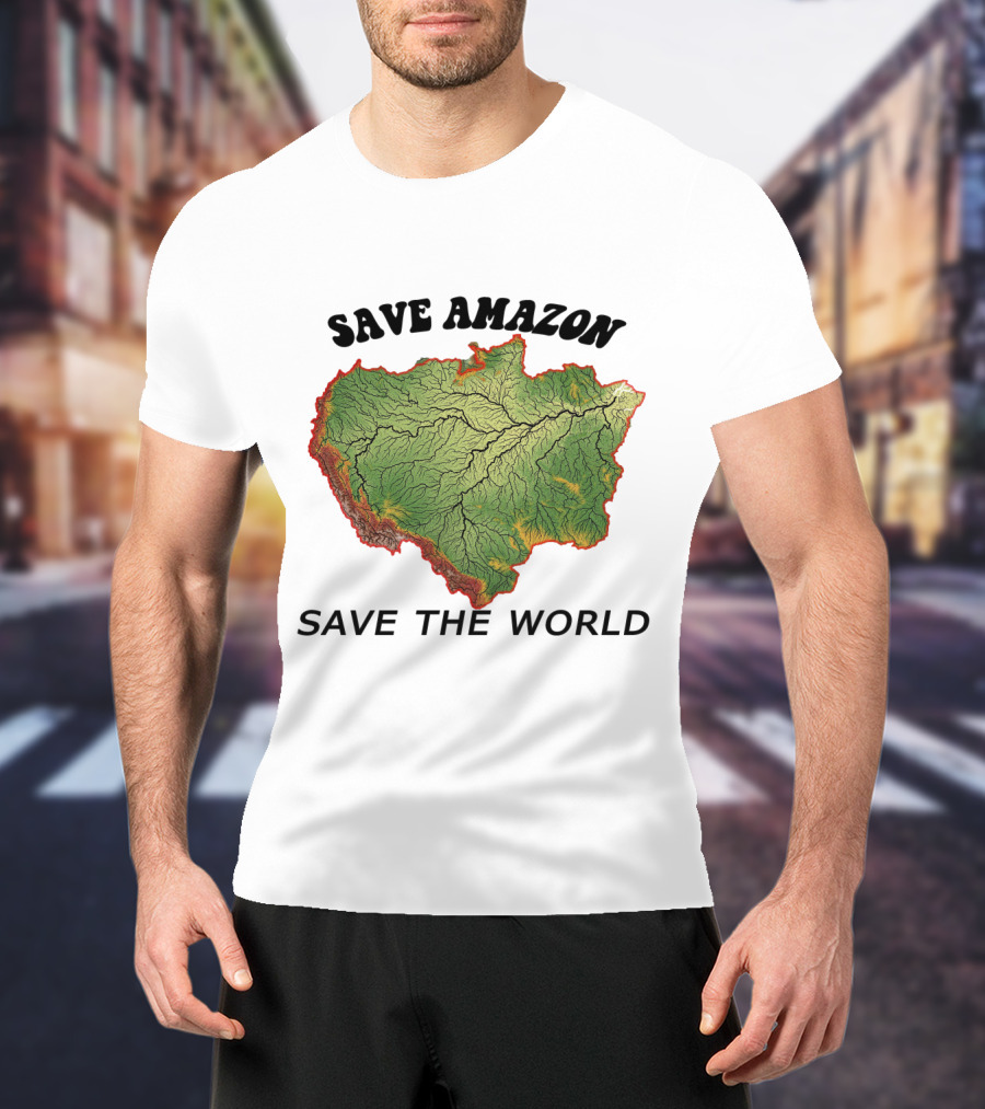 Save Amazon Save The World Map T-Shirt