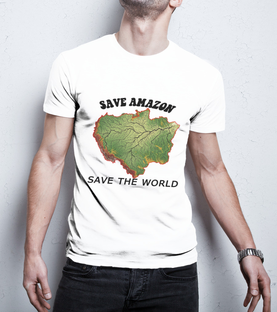 Save Amazon Save The World Map T-Shirt