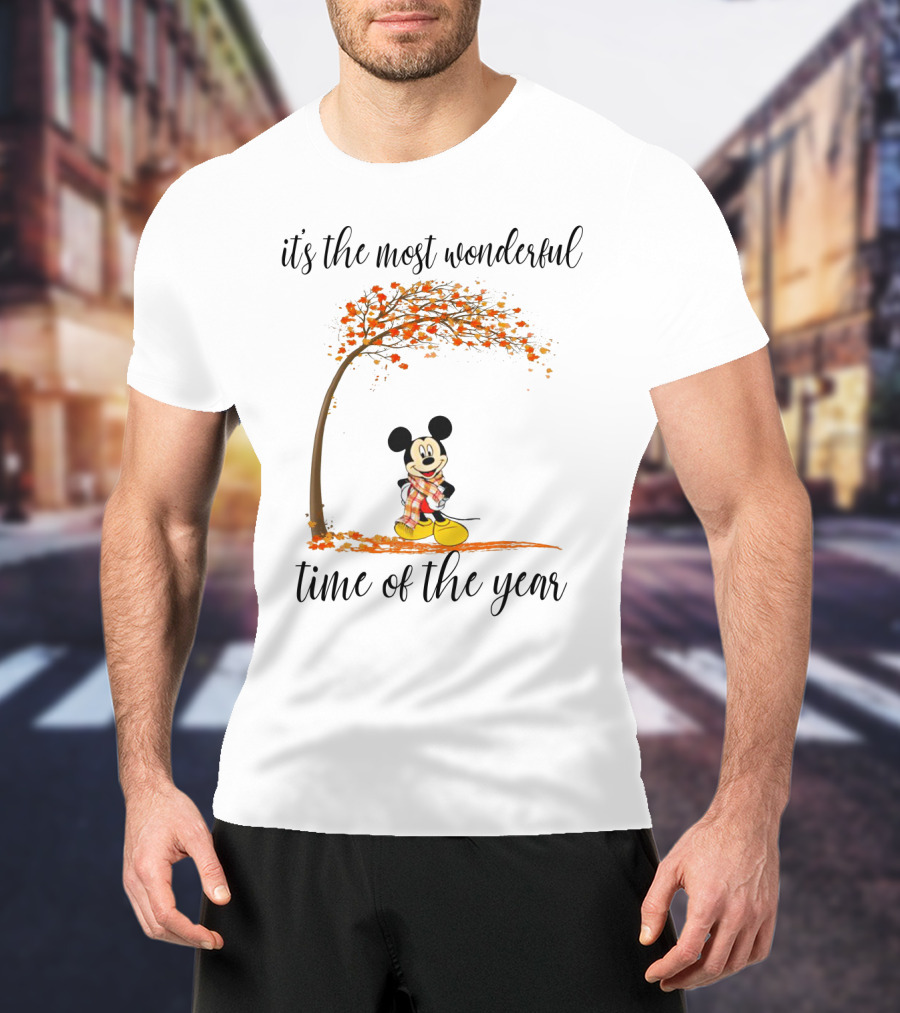 Disney Mickey It's The Most Wonderful Time Of The Year Autumn Tree T-Shirt