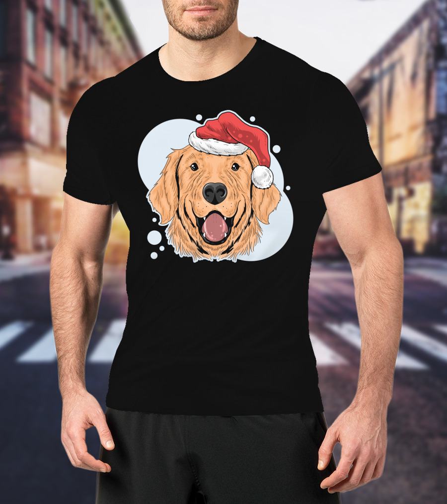 Christmas Dog Santa Claus Hat T-Shirt