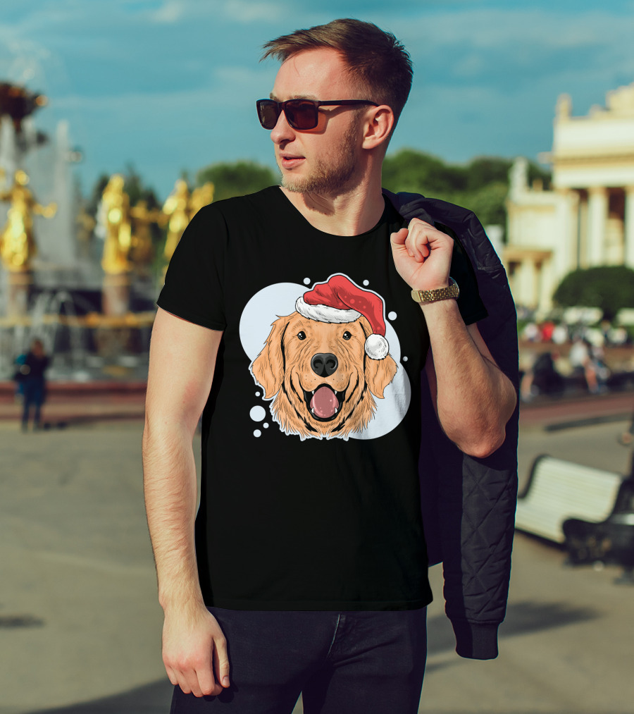 Christmas Dog Santa Claus Hat T-Shirt