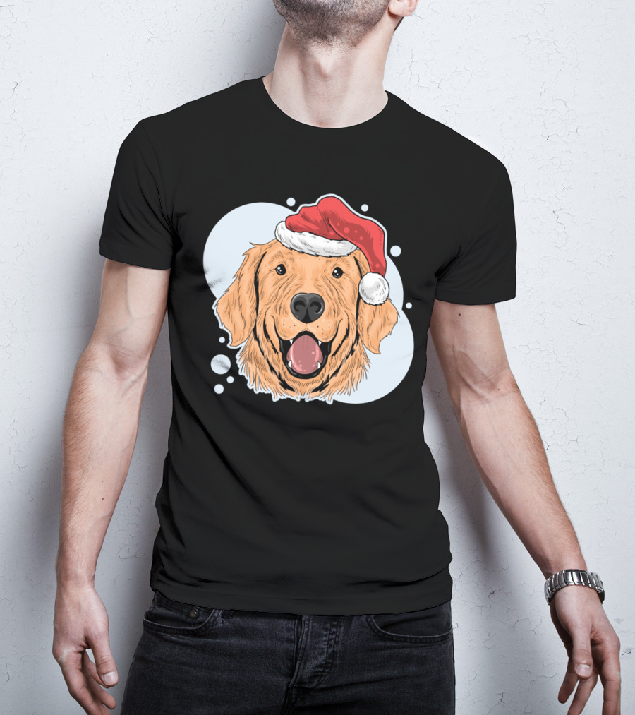 Christmas Dog Santa Claus Hat T-Shirt