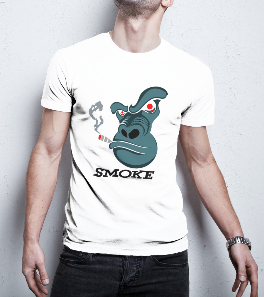 Smoke Kong Smoking Gorilla Icon With Angry Red Eyes T-Shirt