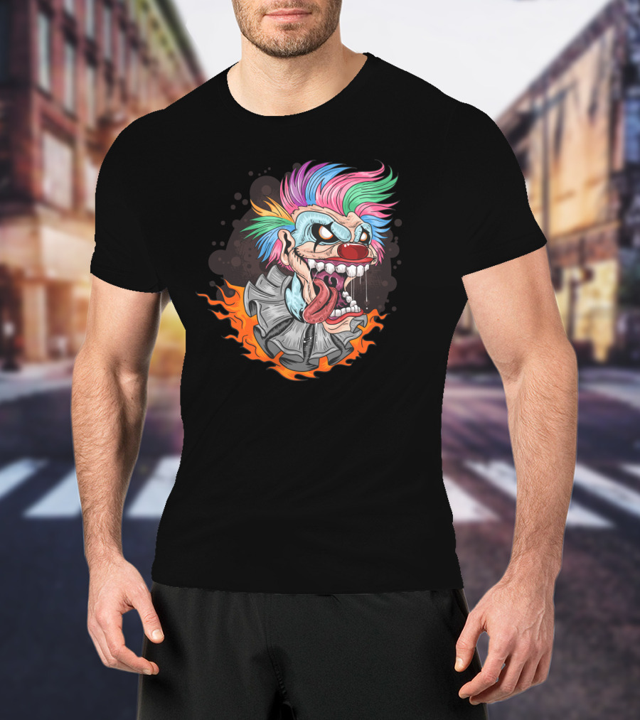 Clown Joker Smile With Unicorn Hair And Fiery Collar T-Shirt