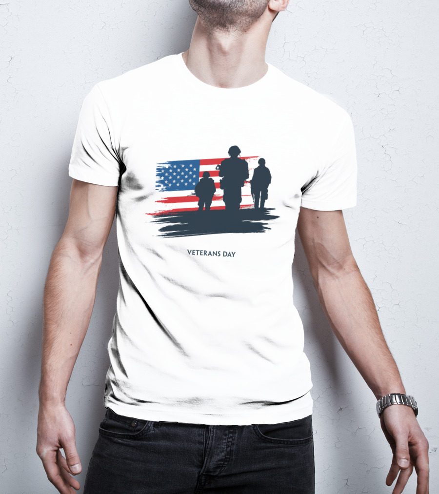 Veterans Day USA Flag With Soldier T-Shirt