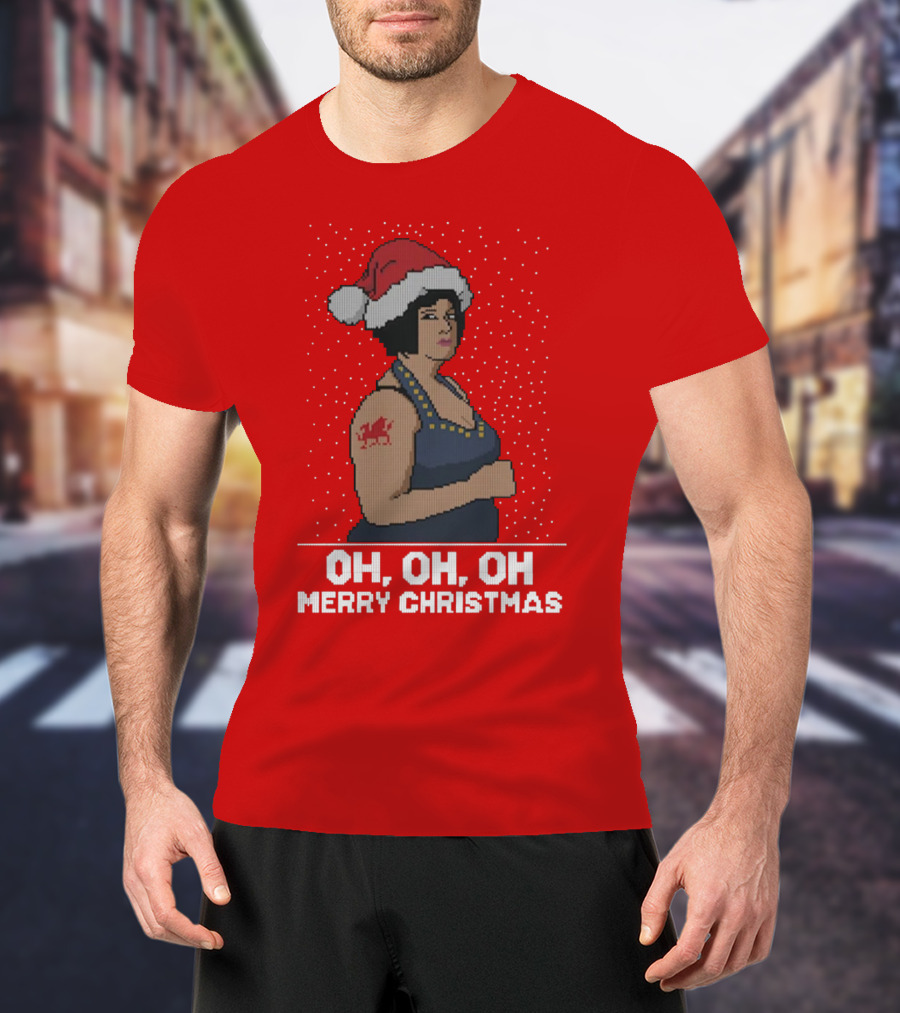 Oh Oh Oh Merry Christmas Santa Hat Tattoo T-Shirt