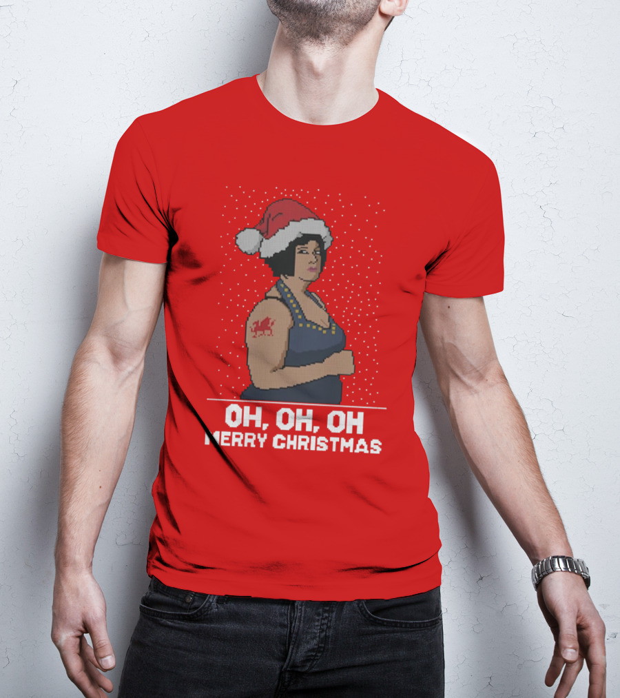 Oh Oh Oh Merry Christmas Santa Hat Tattoo T-Shirt