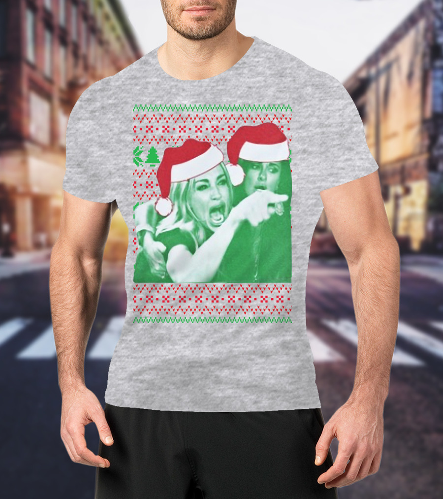 Woman Yelling At Cat Meme Christmas Santa Hats Raglan T-Shirt