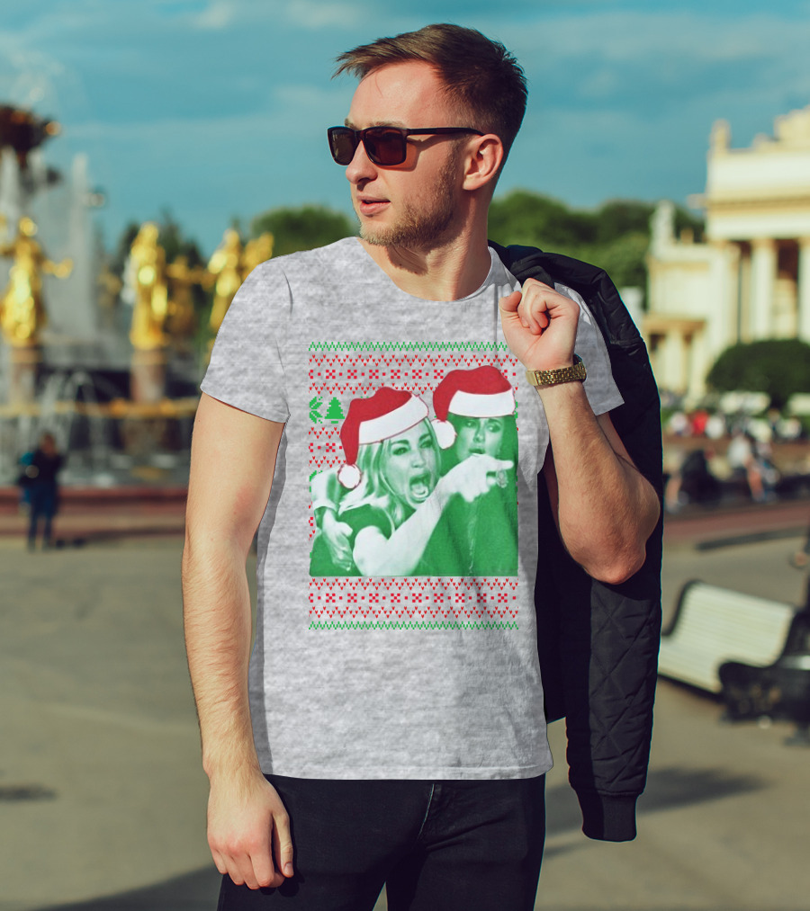Woman Yelling At Cat Meme Christmas Santa Hats Raglan T-Shirt