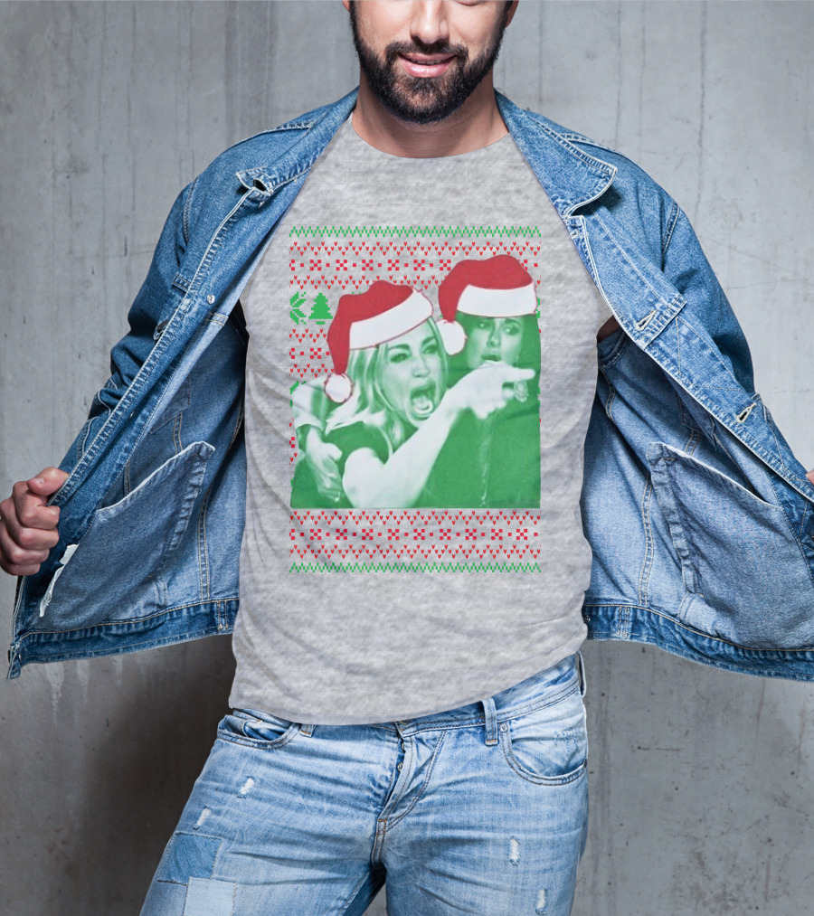 Woman Yelling At Cat Meme Christmas Santa Hats Raglan T-Shirt