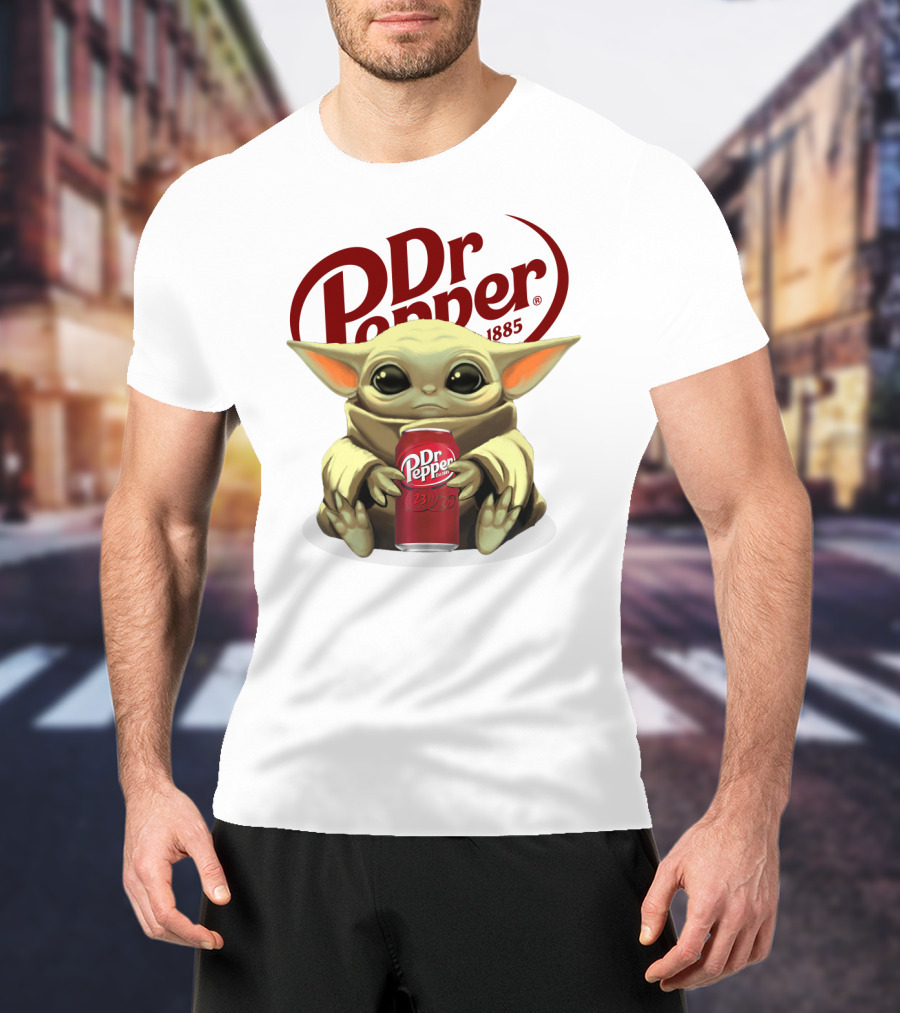 Dr Pepper 1885 Baby Yoda Holding Dr Pepper Can T-Shirt
