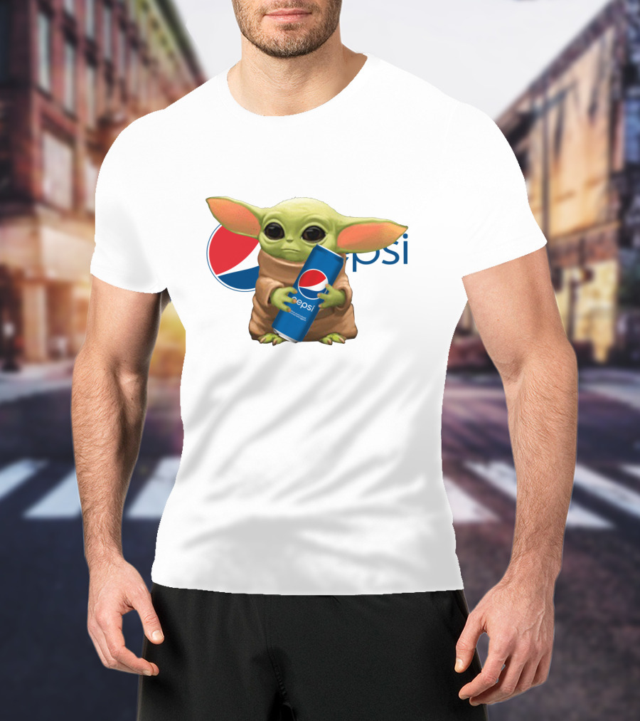 Baby Yoda Holding Pepsi Can With Pepsi T-Shirt