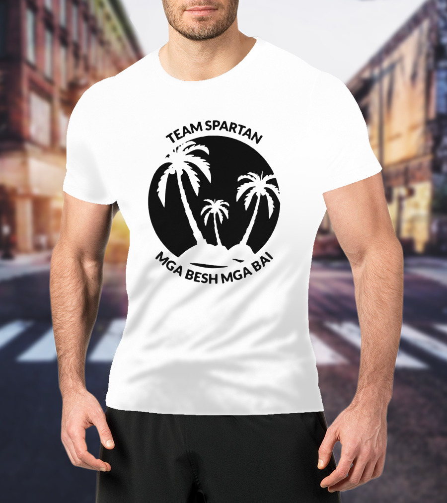 Team Spartan Mga Besh Mga Bai Tropical Palm Island T-Shirt