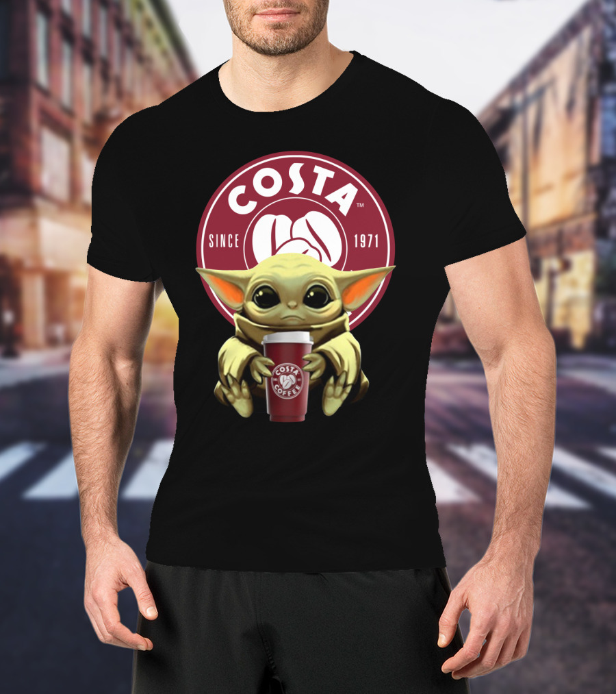 Baby Yoda Holding Costa Coffee Cup Since 1971 T-Shirt