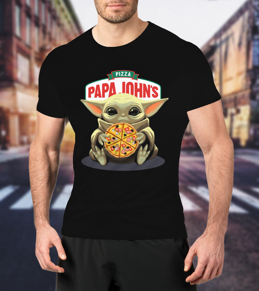 Baby Yoda Holding Papa John's Pizza T-Shirt