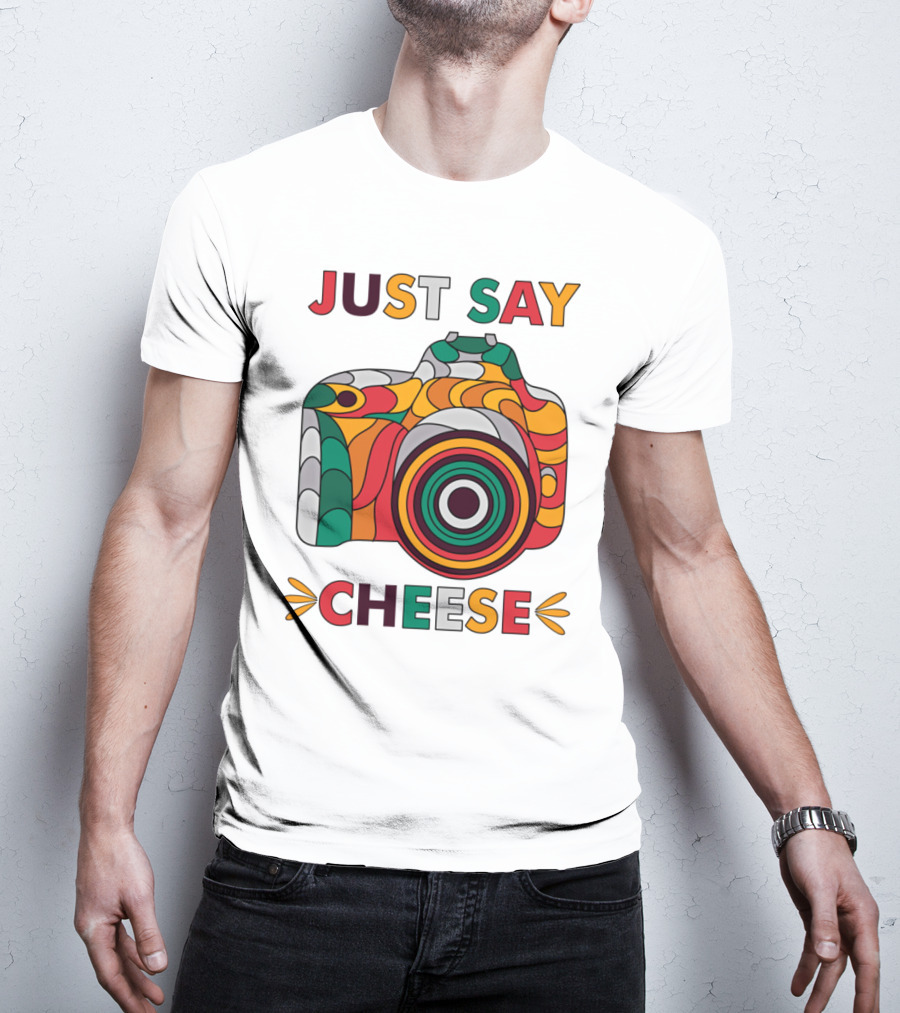 Just Say Cheese Colorful Camera T-Shirt
