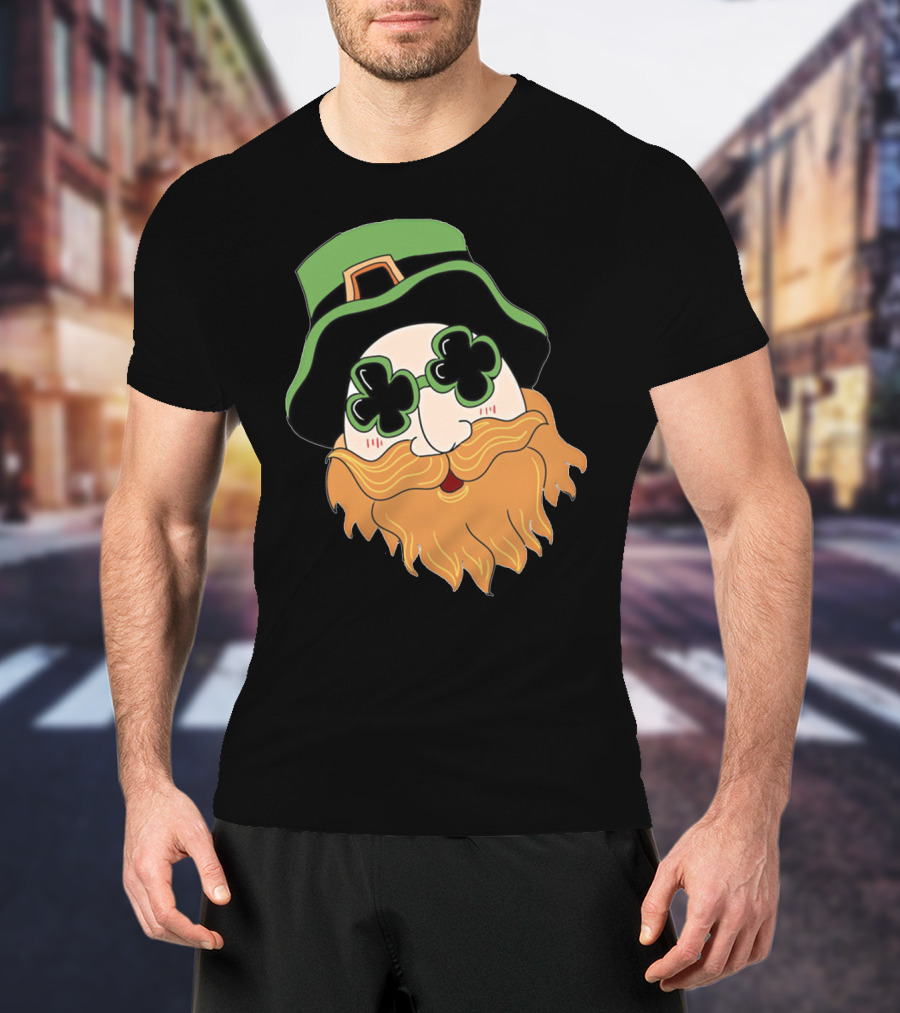 Green Hat Lucky Shamrock Beard T-Shirt