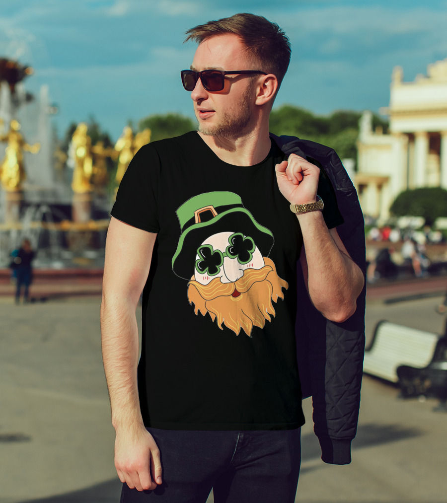 Green Hat Lucky Shamrock Beard T-Shirt