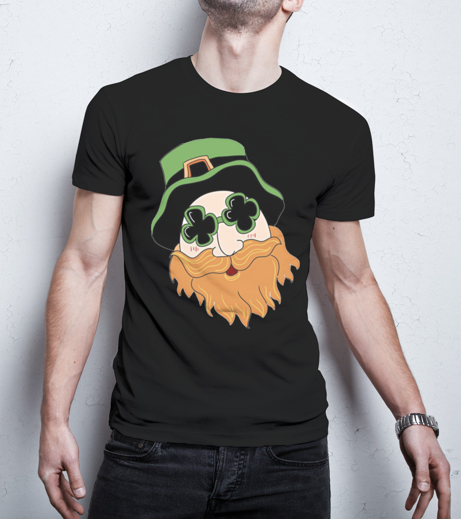 Green Hat Lucky Shamrock Beard T-Shirt