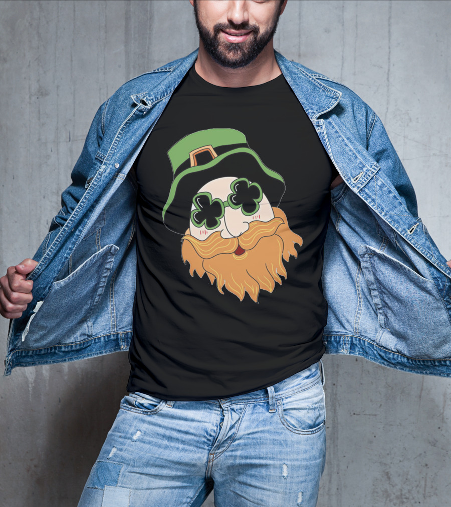 Green Hat Lucky Shamrock Beard T-Shirt