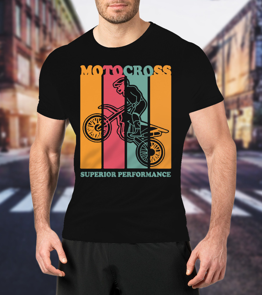 Moto Cross Superior Performance Vintage Stripes Rider T-Shirt
