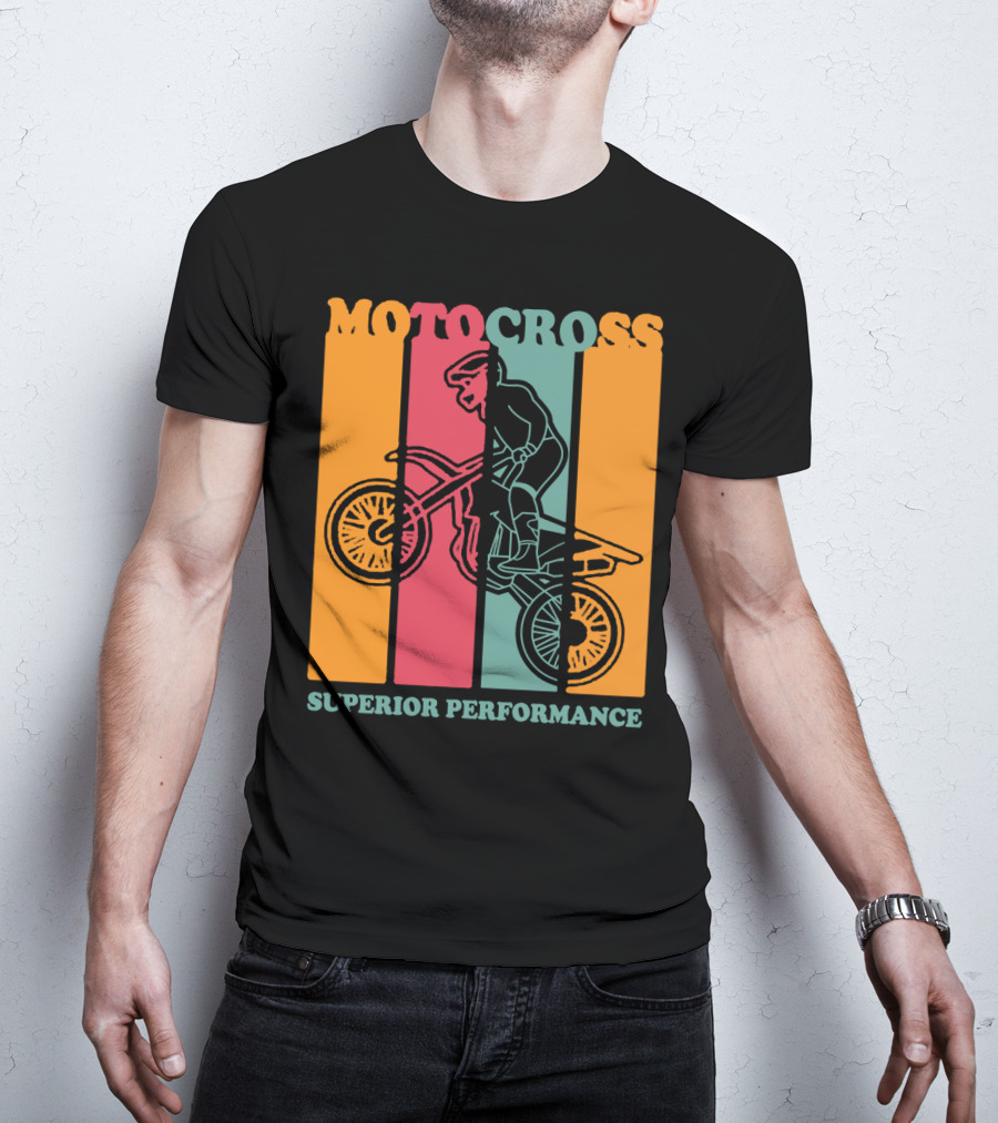 Moto Cross Superior Performance Vintage Stripes Rider T-Shirt