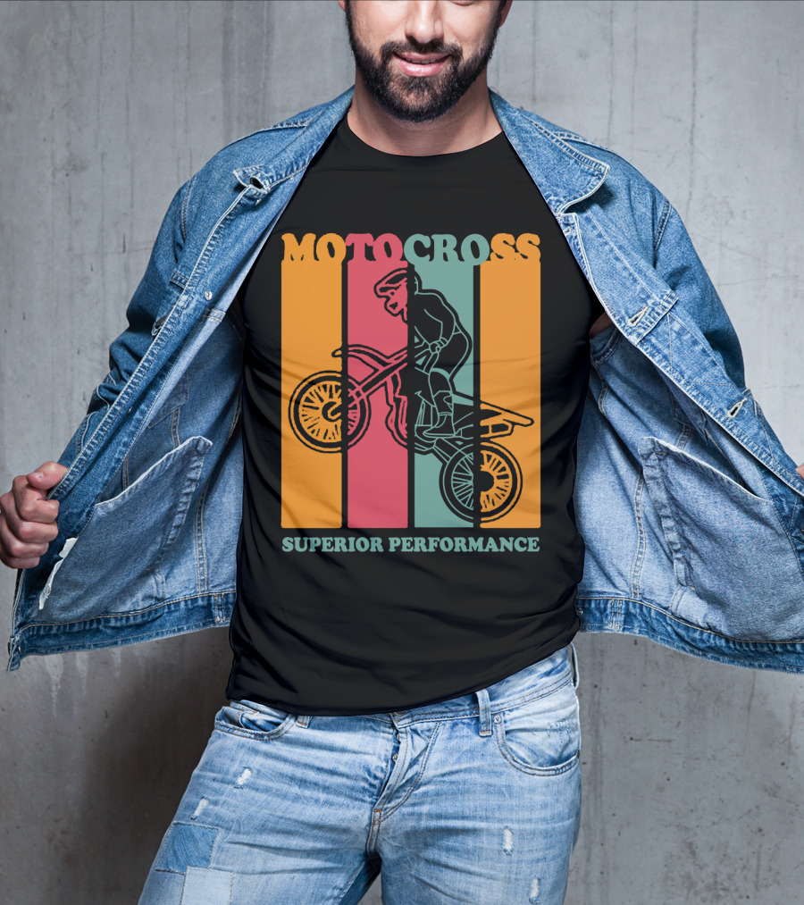 Moto Cross Superior Performance Vintage Stripes Rider T-Shirt