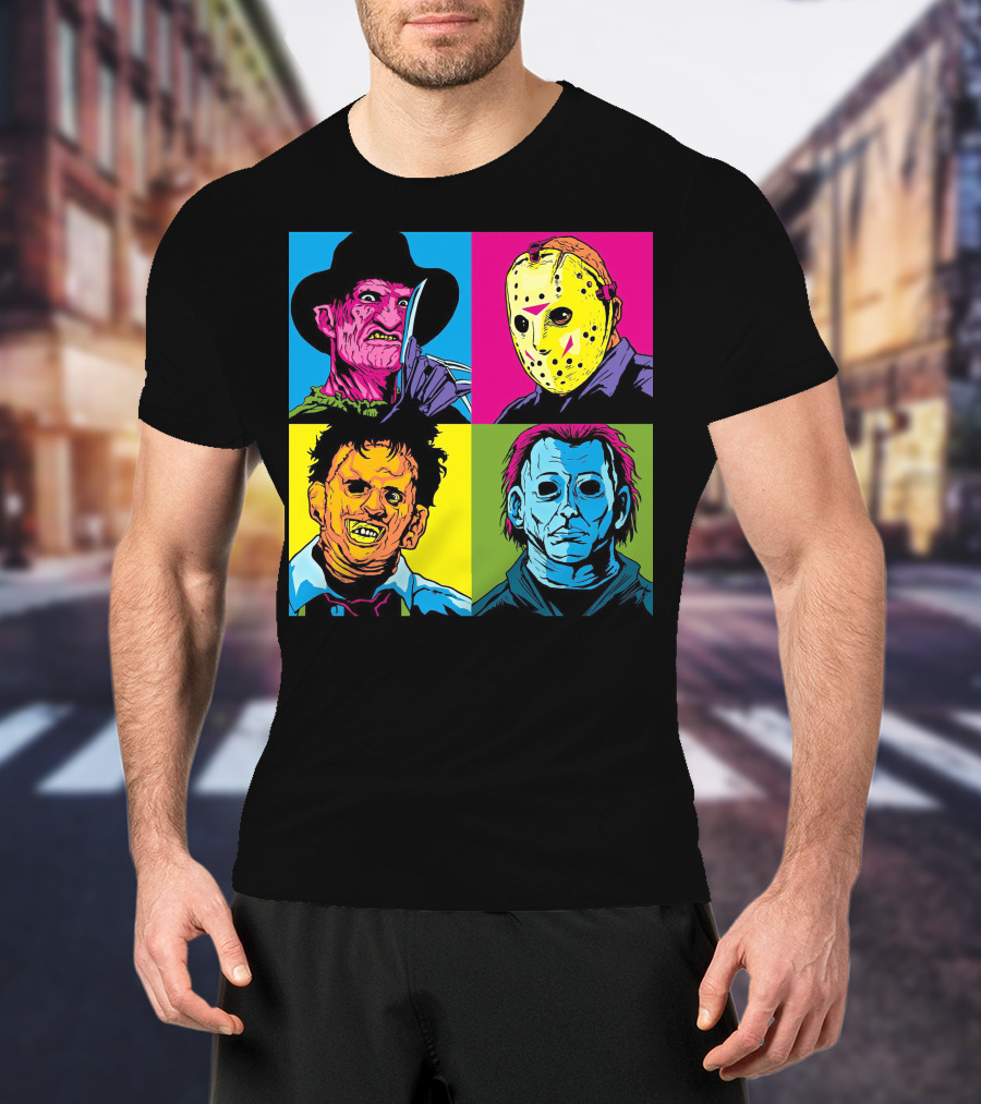Freddy Krueger Jason Voorhees Leatherface Michael Myers Horror Movie Pop T-Shirt