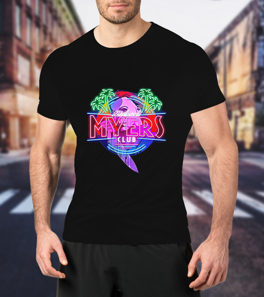 Michael Myers Club Neon Palm Retro Knife T-Shirt